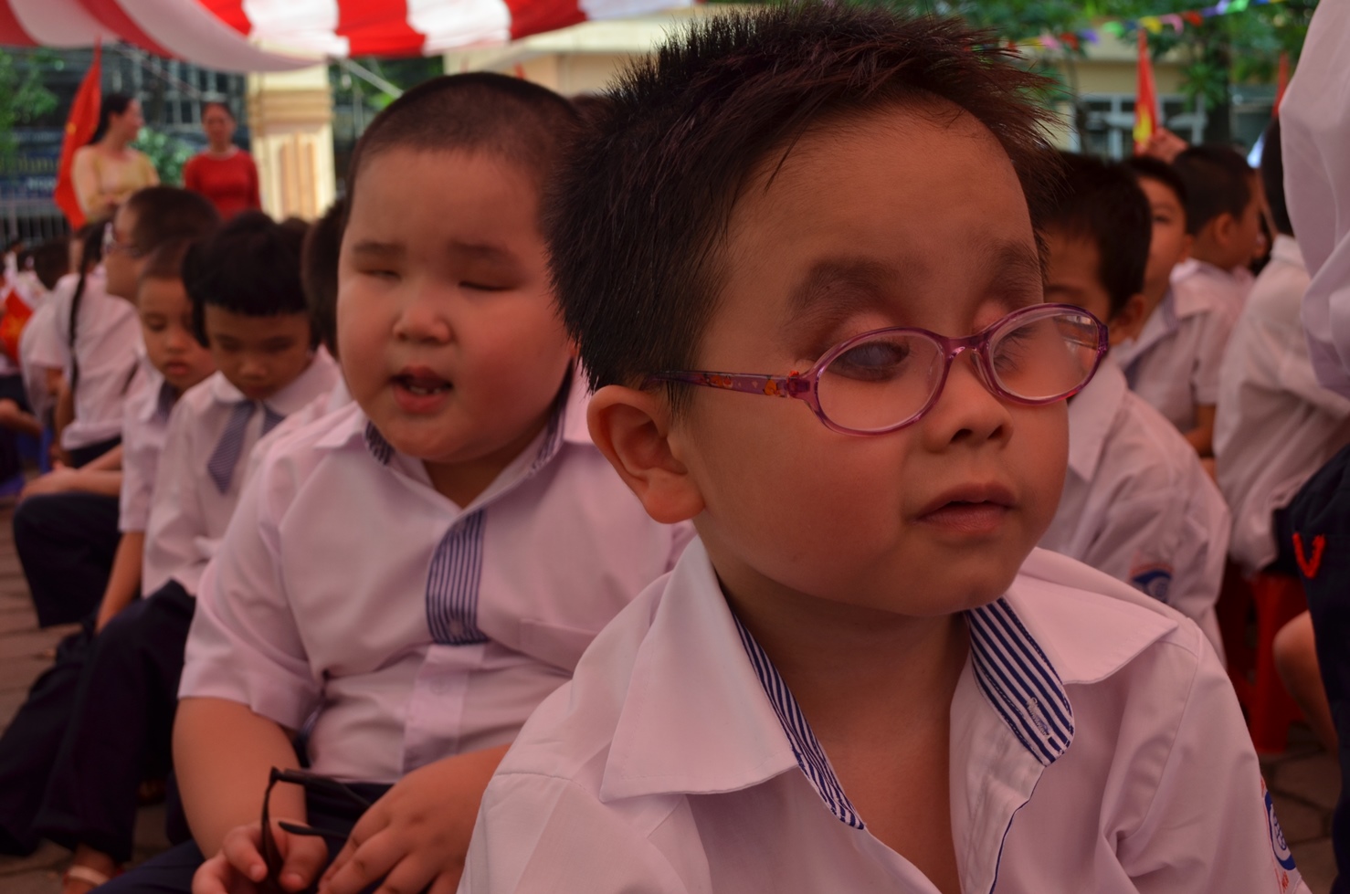 Học sinh khiếm thị dự lễ khai giảng năm học mới