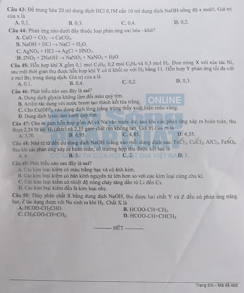 Đề thi đại học môn Hóa học khối A năm 2014