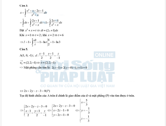 Đáp án đề thi đại học môn Toán khối B năm 2014 Đáp án đề thi đại học môn Toán khối B năm 2014