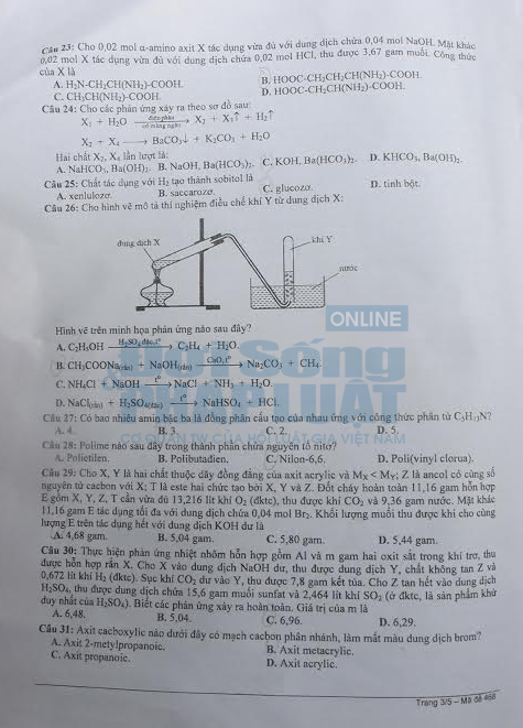 Đáp án đề thi đại học môn hóa học khối A năm 2014 Đáp án đề thi đại học môn hóa học khối A năm 2014