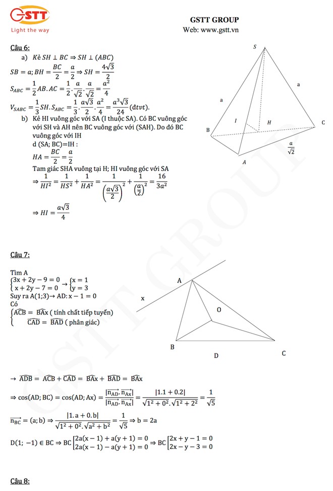 Đáp án đề thi đại học môn toán khối D năm 2014 Đáp án đề thi đại học môn toán khối D năm 2014