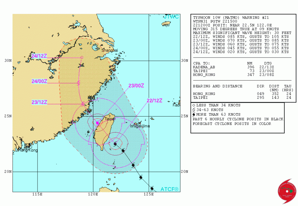 Bão Matmo đổ bộ vào Đài Loan, ít nhất một người thiệt mạng