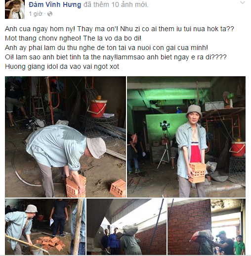 Đàm Vĩnh Hưng bốc gạch, xách vữa