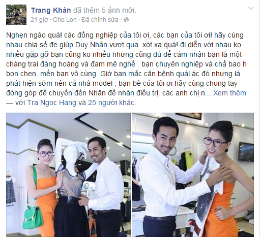 Người mẫu Duy Nhân bị ung thư vòm họng