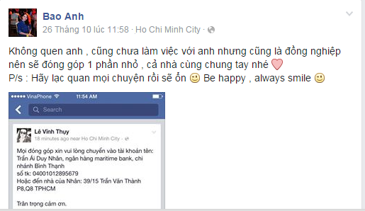 Sao Việt chung tay giúp đỡ Duy Nhân chưa bệnh