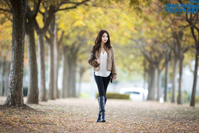 Hoa hậu Jennier Chung xuống phố những ngày cuối thu