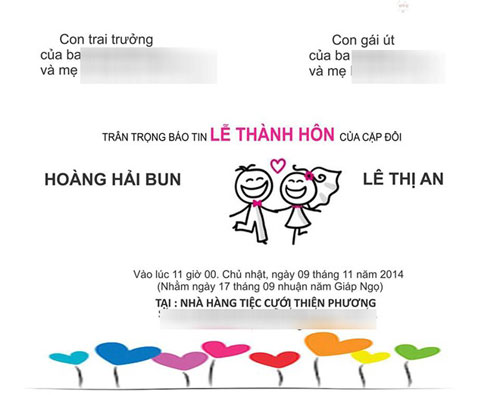 Những mẫu thiệp cưới có “1-0-2” khiến dân mạng thích thú