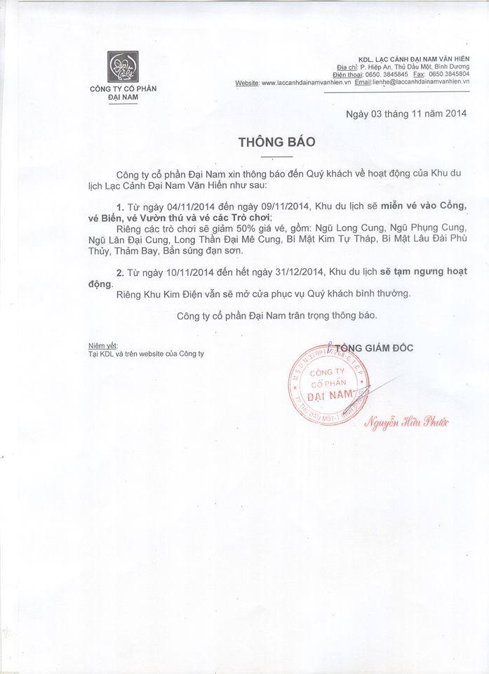 Đại gia Dũng “lò vôi” chính thức đóng cửa khu du lịch Đại Nam Đại gia Dũng “lò vôi” chính thức đóng cửa khu du lịch Đại Nam