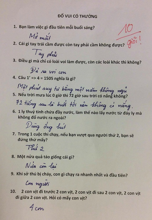 Các Câu Hỏi Đố Vui Có Đáp Án Hay Nhất - Thách Thức Trí Tuệ Và Tiếng Cười