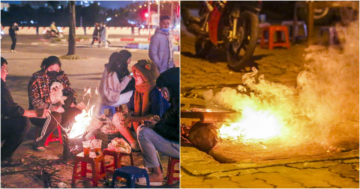ha noi duoi cai lanh 8 do c nguoi dan dot lua suoi am trum ca chan ra duong