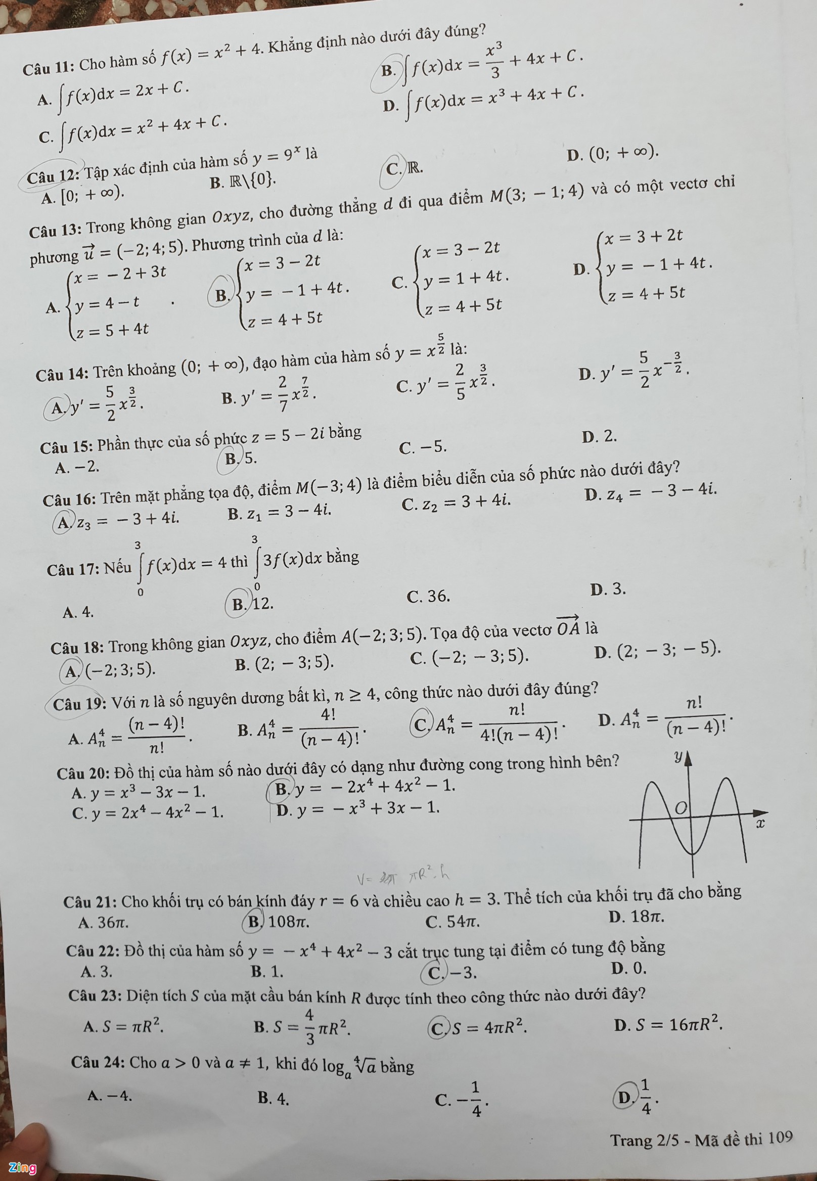 de thi tot nghiep thpt toan ma de 109 2 de thi tot nghiep thpt toan ma de 109 2