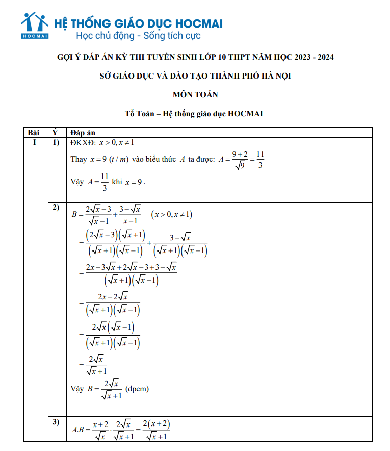 cau 1 1 cap nhat de thi dap an goi y mon toan vao lop 10 tai ha noi chuan nhat chi tiet nhat