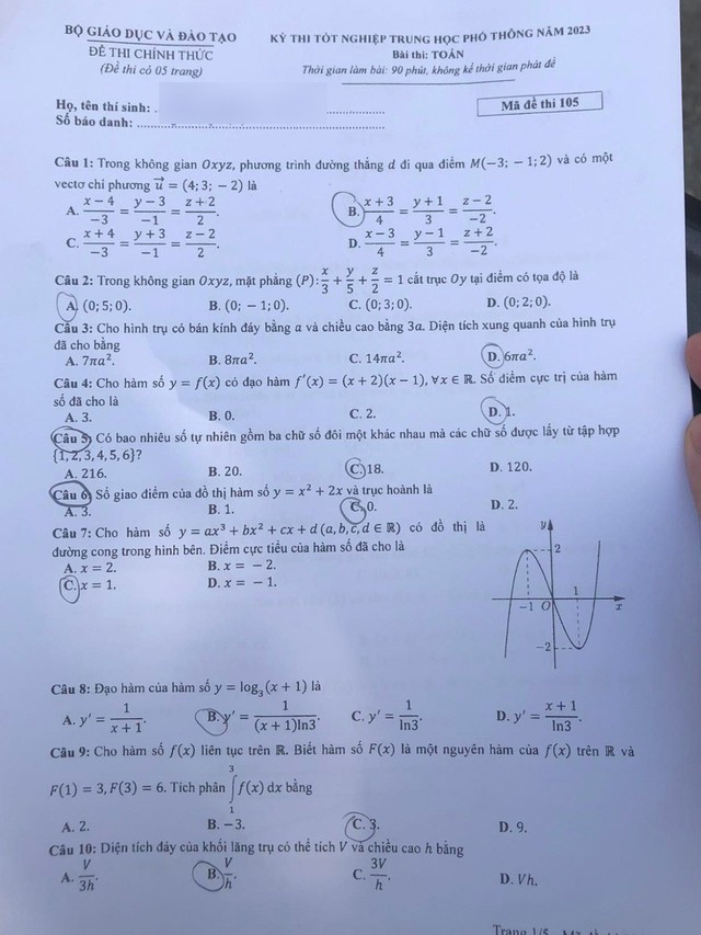 dap an de thi mon toan ma de 105 tot nghiep thpt 2023 moi nhat chinh xac nhat 1 dap an de thi mon toan ma de 105 tot nghiep thpt 2023 moi nhat chinh xac nhat 1