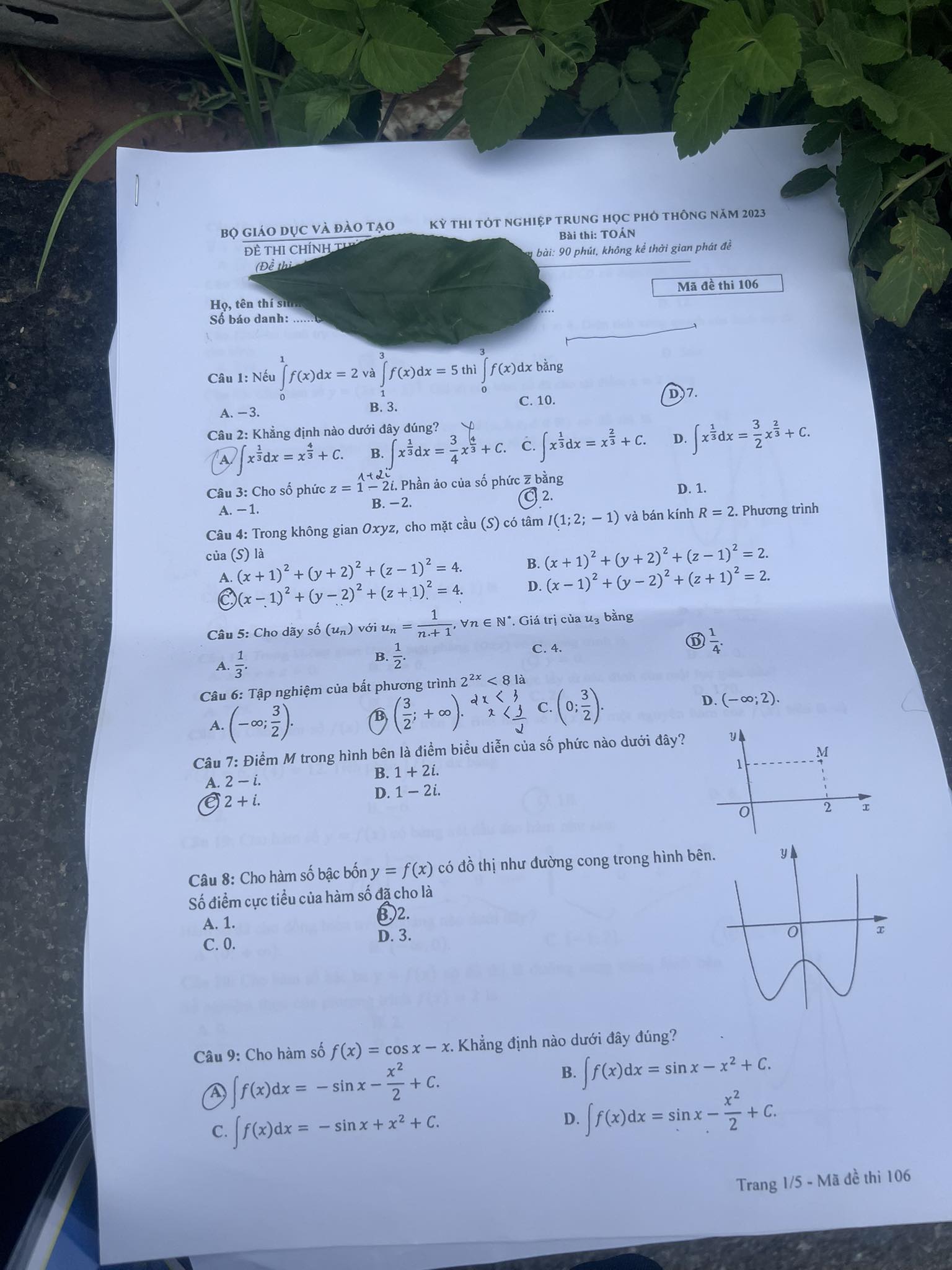dap an de thi mon toan ma de 106 tot nghiep thpt 2023 moi nhat chinh xac nhat1 dap an de thi mon toan ma de 106 tot nghiep thpt 2023 moi nhat chinh xac nhat1