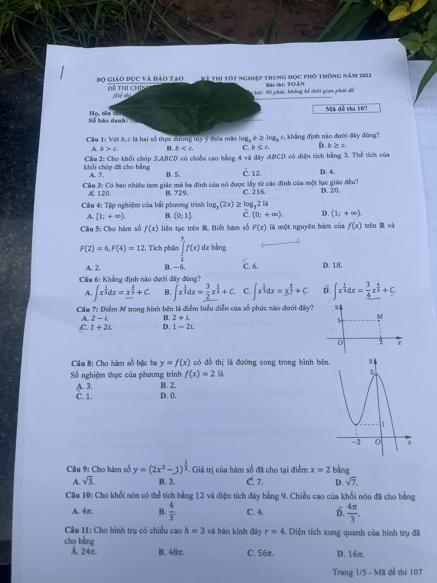 dap an de thi mon toan ma de 107 tot nghiep thpt 2023 moi nhat chinh xac nhat1 dap an de thi mon toan ma de 107 tot nghiep thpt 2023 moi nhat chinh xac nhat1