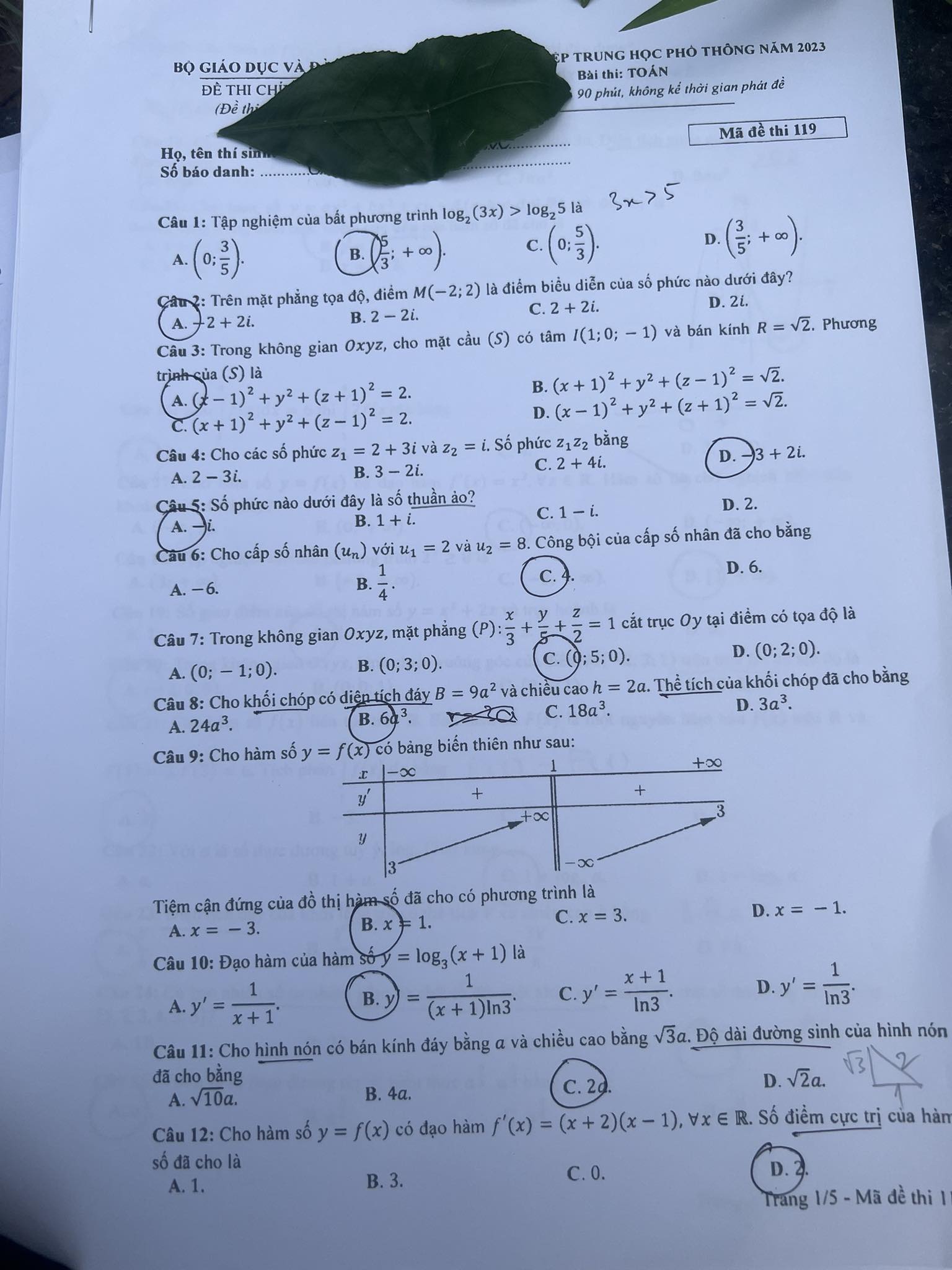 dap an de thi mon toan ma de 119 tot nghiep thpt 2023 moi nhat chinh xac nhat dap an de thi mon toan ma de 119 tot nghiep thpt 2023 moi nhat chinh xac nhat