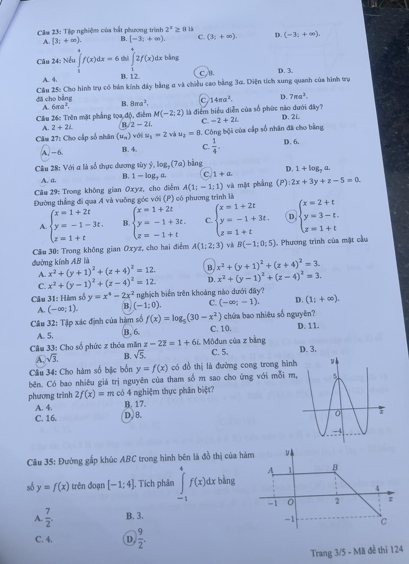 dap an de thi mon toan ma de 124 tot nghiep thpt 2023 moi nhat chinh xac nhat 4 6 dap an de thi mon toan ma de 124 tot nghiep thpt 2023 moi nhat chinh xac nhat 4 6