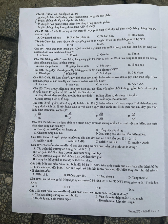 dap an de thi mon sinh hoc ma de 216 tot nghiep thpt 2023 moi nhat chinh xac nhat2 dap an de thi mon sinh hoc ma de 216 tot nghiep thpt 2023 moi nhat chinh xac nhat2