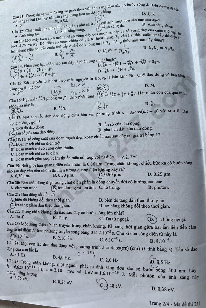 dap an de thi mon vat ly ma de 211 tot nghiep thpt 2023 moi nhat chinh xac nhat2 dap an de thi mon vat ly ma de 211 tot nghiep thpt 2023 moi nhat chinh xac nhat2