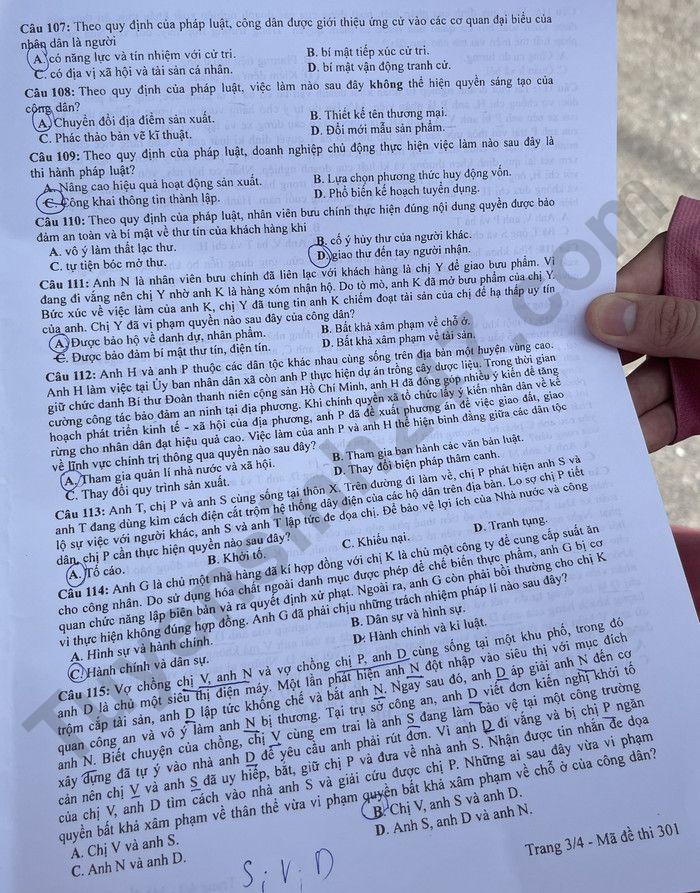 dap an goi y de thi mon gdcd ma de 301 tot nghiep thpt 2023 chuan nhat chinh xac nhat3 dap an goi y de thi mon gdcd ma de 301 tot nghiep thpt 2023 chuan nhat chinh xac nhat3