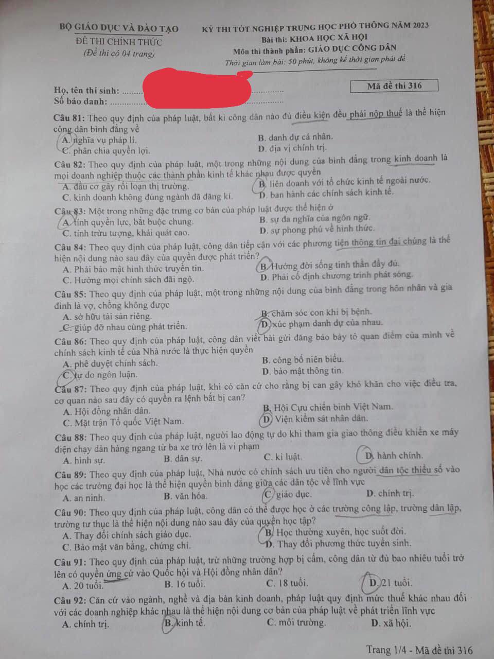 dap an goi y de thi mon gdcd ma de 316 tot nghiep thpt 2023 moi nhat chinh xac nhat 1 dap an goi y de thi mon gdcd ma de 316 tot nghiep thpt 2023 moi nhat chinh xac nhat 1