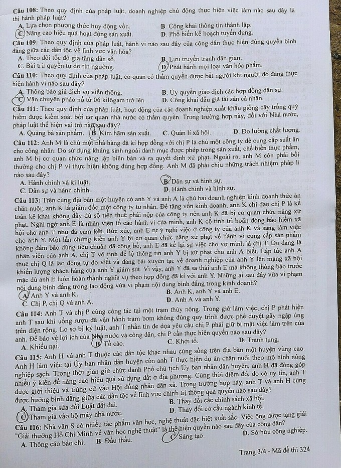 dap an goi y de thi mon gdcd ma de 324 tot nghiep thpt 2023 moi nhat chinh xac nhat 3 dap an goi y de thi mon gdcd ma de 324 tot nghiep thpt 2023 moi nhat chinh xac nhat 3