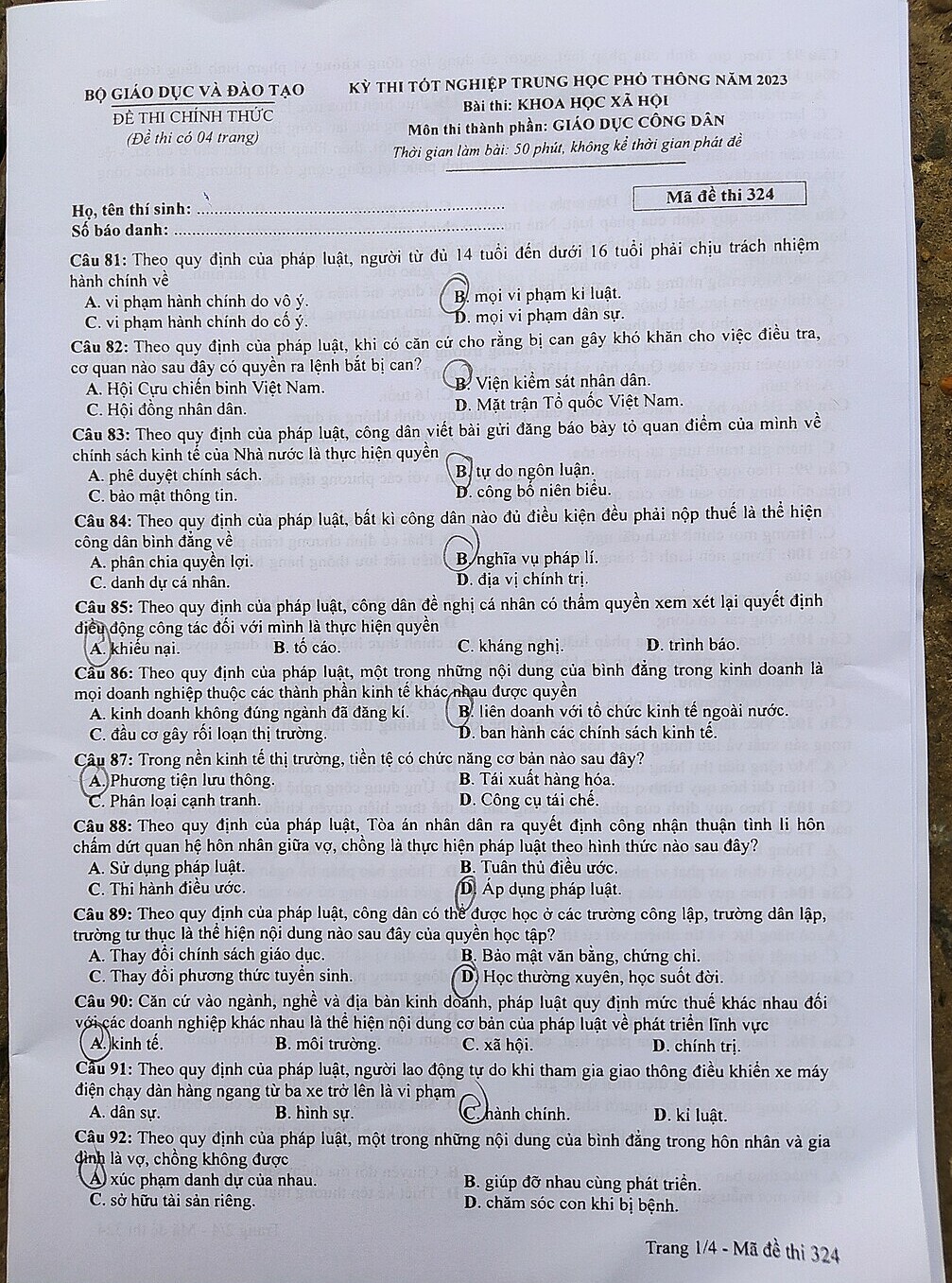 dap an goi y de thi mon gdcd ma de 324 tot nghiep thpt 2023 moi nhat chinh xac nhat1 dap an goi y de thi mon gdcd ma de 324 tot nghiep thpt 2023 moi nhat chinh xac nhat1