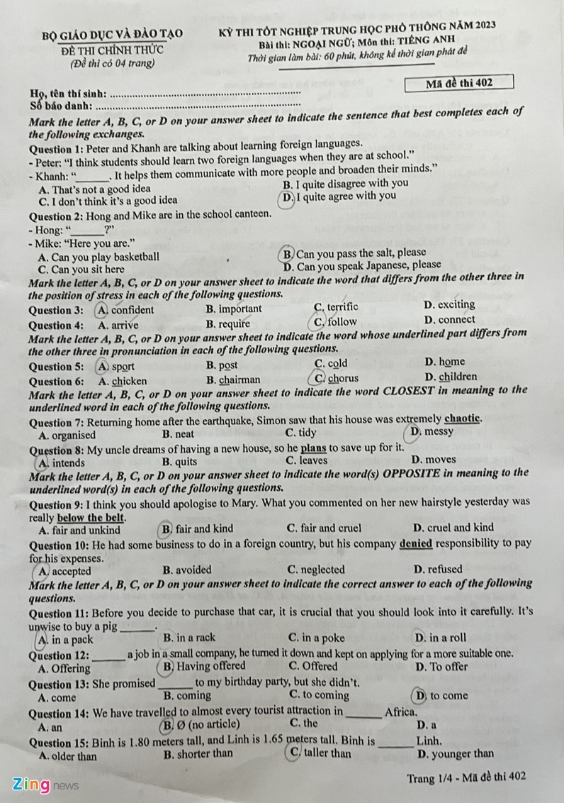 dap an goi y de thi mon tieng anh ma de 402 tot nghiep thpt 2023 moi nhat chinh xac nhat dspl 1 dap an goi y de thi mon tieng anh ma de 402 tot nghiep thpt 2023 moi nhat chinh xac nhat dspl 1