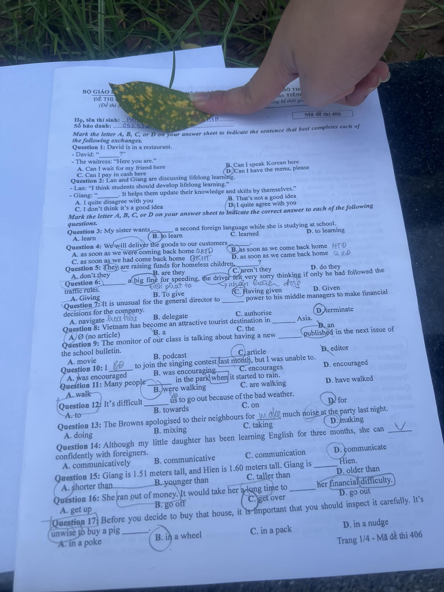 dap an goi y de thi mon tieng anh ma de 406 tot nghiep thpt 2023 moi nhat chinh xac nhat1 dap an goi y de thi mon tieng anh ma de 406 tot nghiep thpt 2023 moi nhat chinh xac nhat1