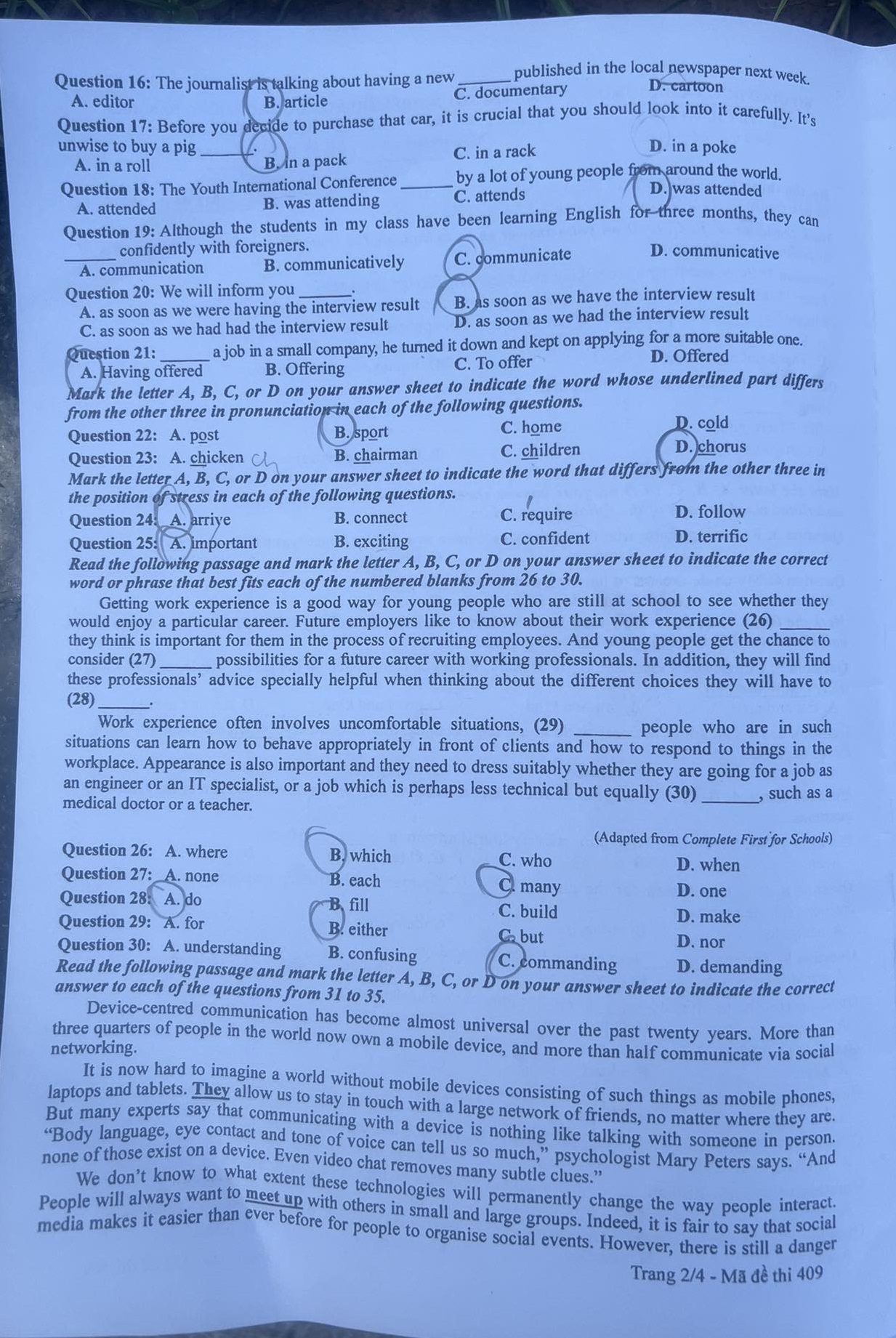dap an goi y de thi mon tieng anh ma de 409 tot nghiep thpt 2023 moi nhat chinh xac nhat 7 dap an goi y de thi mon tieng anh ma de 409 tot nghiep thpt 2023 moi nhat chinh xac nhat 7