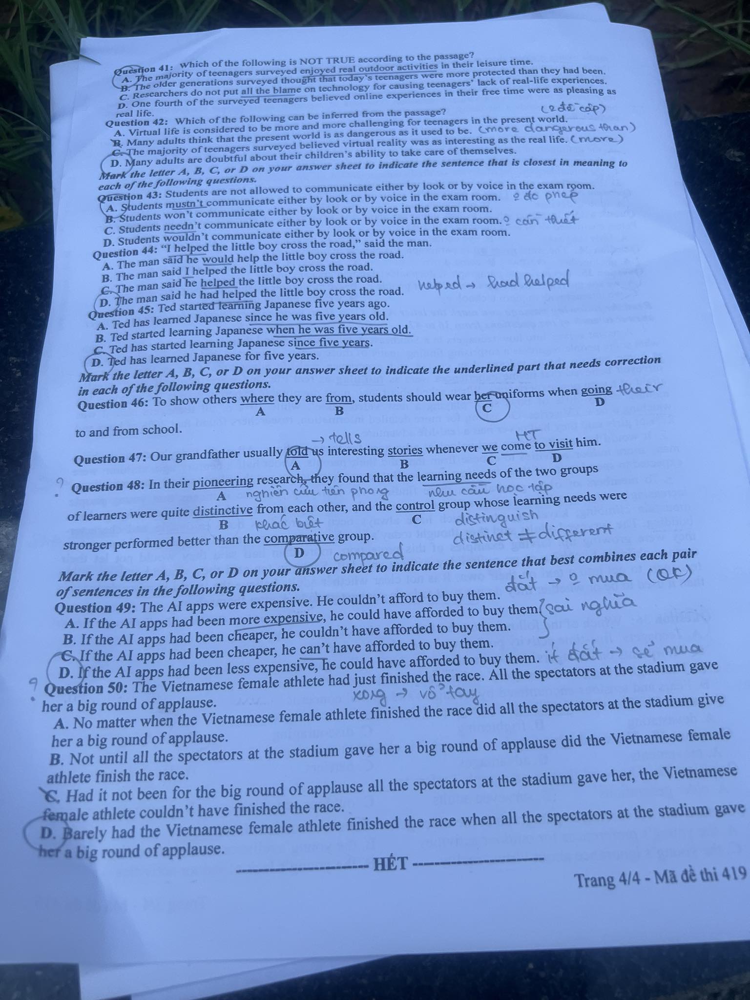 dap an goi y de thi mon tieng anh ma de 419 tot nghiep thpt 2023 moi nhat chinh xac nhat4 dap an goi y de thi mon tieng anh ma de 419 tot nghiep thpt 2023 moi nhat chinh xac nhat4