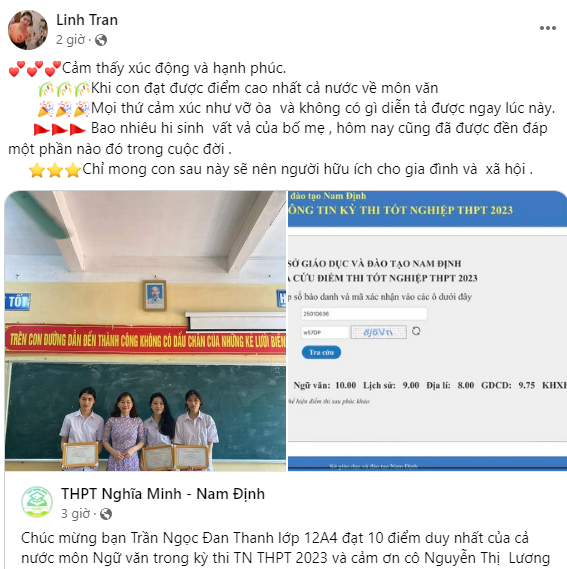 no luc cua nu sinh dat diem 10 van duy nhat thi tot nghiep thptdspl 2