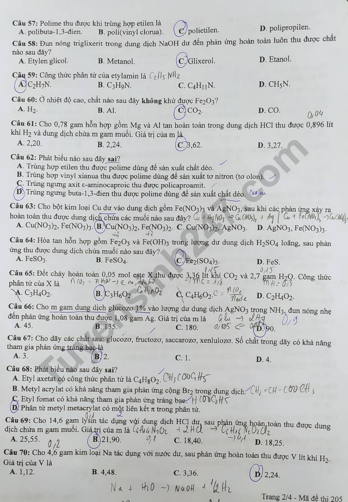 dap an de thi mon hoa hoc ma de 205 tot nghiep thpt 2023 moi nhat chinh xac nhat2 dap an de thi mon hoa hoc ma de 205 tot nghiep thpt 2023 moi nhat chinh xac nhat2