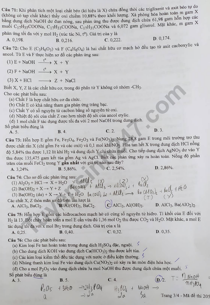 dap an de thi mon hoa hoc ma de 205 tot nghiep thpt 2023 moi nhat chinh xac nhat3 dap an de thi mon hoa hoc ma de 205 tot nghiep thpt 2023 moi nhat chinh xac nhat3