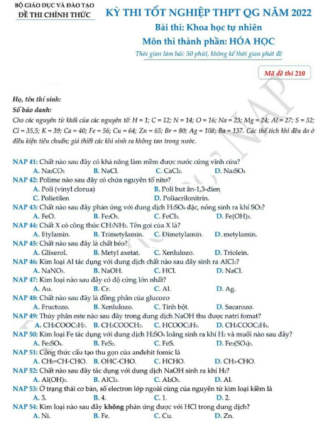dap an de thi mon hoa hoc ma de 210 tot nghiep thpt 2023 moi nhat chinh xac nhat11 dap an de thi mon hoa hoc ma de 210 tot nghiep thpt 2023 moi nhat chinh xac nhat11