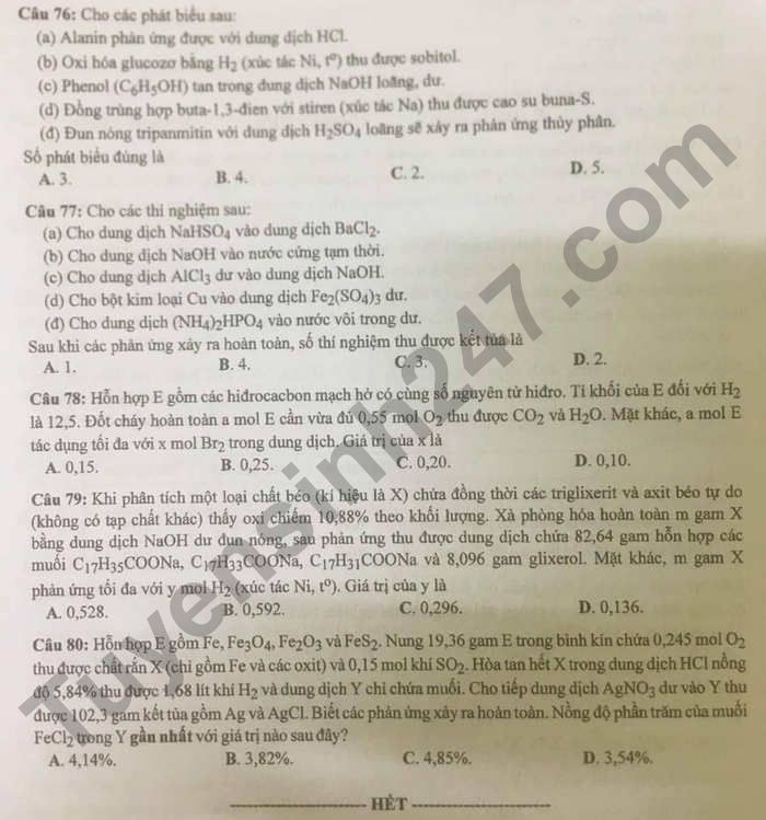 dap an de thi mon hoa hoc ma de 212 tot nghiep thpt 2023 moi nhat chinh xac nhat4 dap an de thi mon hoa hoc ma de 212 tot nghiep thpt 2023 moi nhat chinh xac nhat4