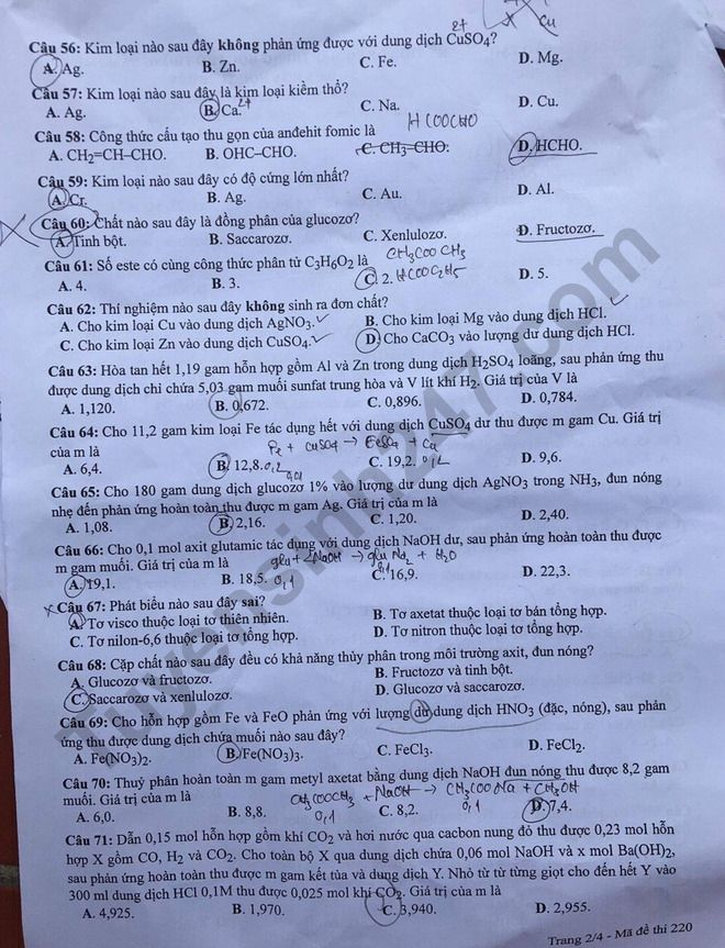 dap an de thi mon hoa hoc ma de 220 tot nghiep thpt 2023 moi nhat chinh xac nhat2 dap an de thi mon hoa hoc ma de 220 tot nghiep thpt 2023 moi nhat chinh xac nhat2