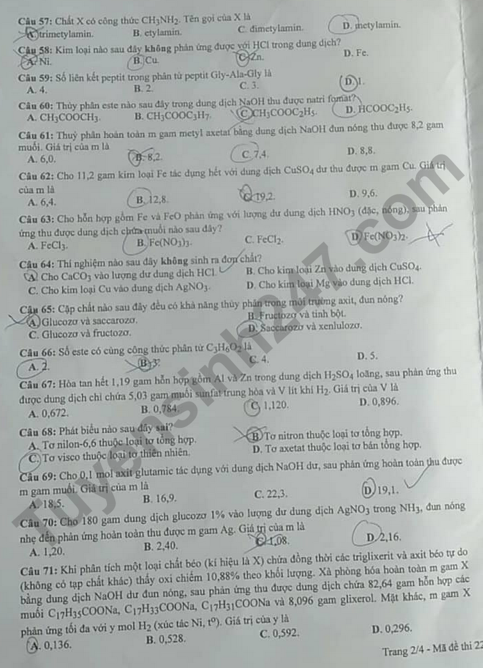dap an de thi mon hoa hoc ma de 222 tot nghiep thpt 2023 moi nhat chinh xac nhat2 dap an de thi mon hoa hoc ma de 222 tot nghiep thpt 2023 moi nhat chinh xac nhat2