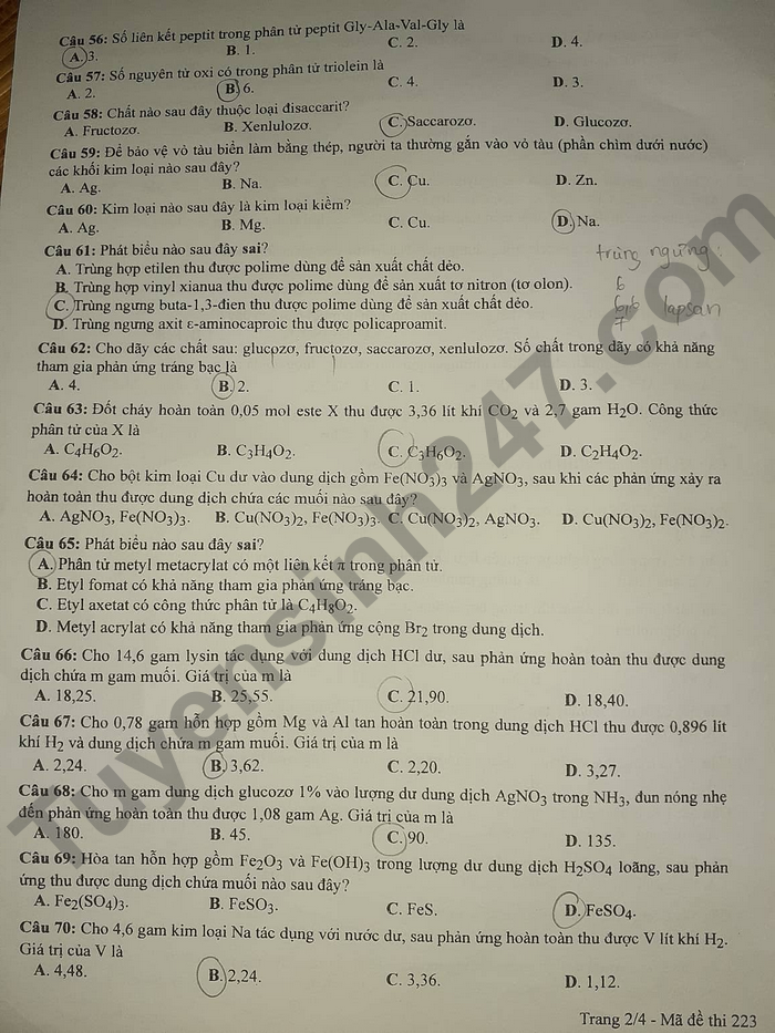 dap an de thi mon hoa hoc ma de 223 tot nghiep thpt 2023 moi nhat chinh xac nhat2 dap an de thi mon hoa hoc ma de 223 tot nghiep thpt 2023 moi nhat chinh xac nhat2