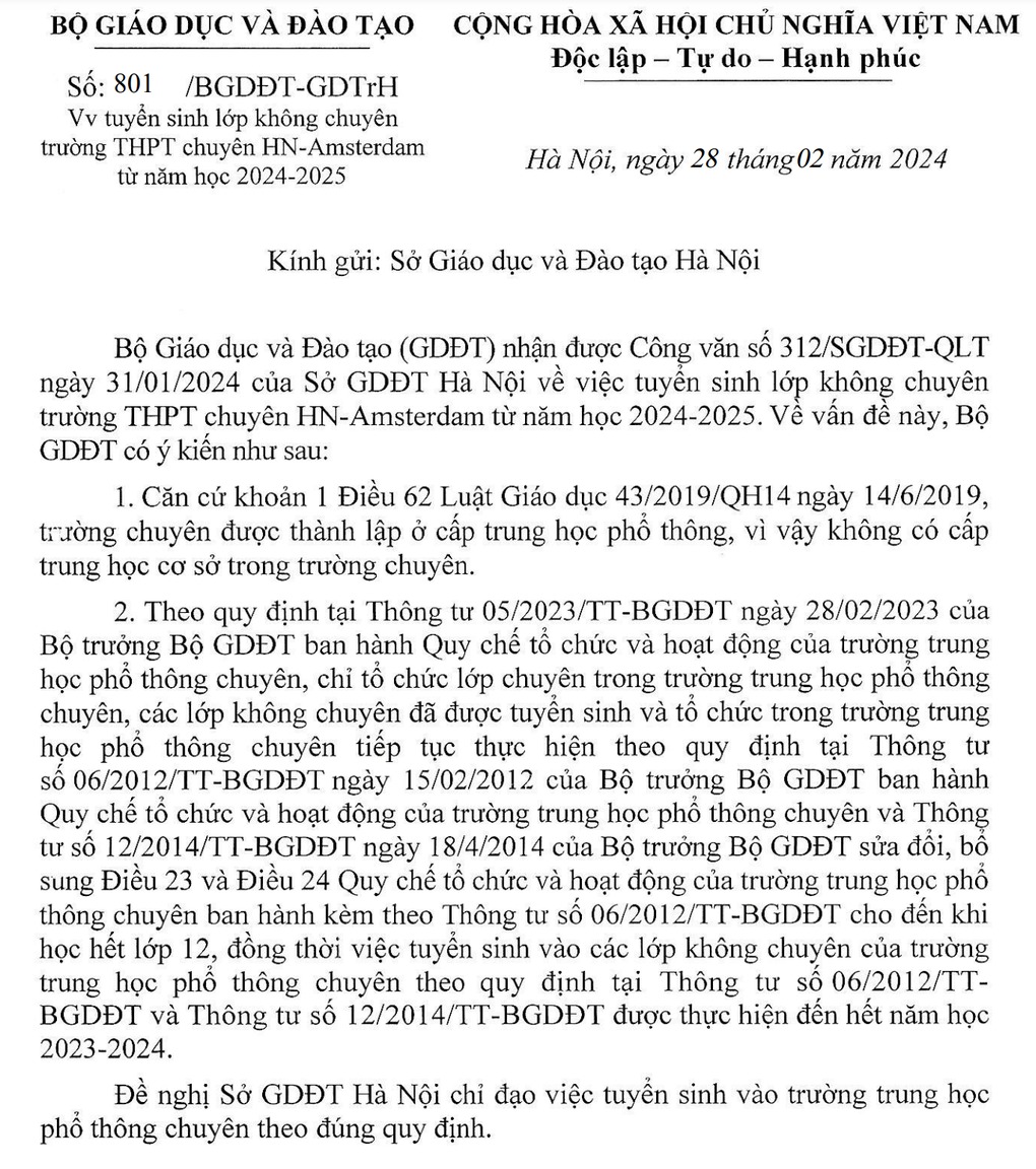 phan ung cua phu huynh khi hay tin truong amsterdam co the dung tuyen sinh lop 6