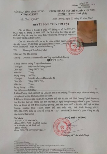 tin tuc phap luat moi nhat ngay 24 12 tim soi day chuyen trong vu nguoi phu nu bi sat hai cuop tai san dspl 1