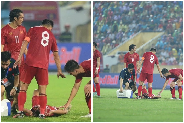 trieu viet hung dinh chan thuong nang nhap vien cap cuu giua tran viet nam dau palestine dspl 3