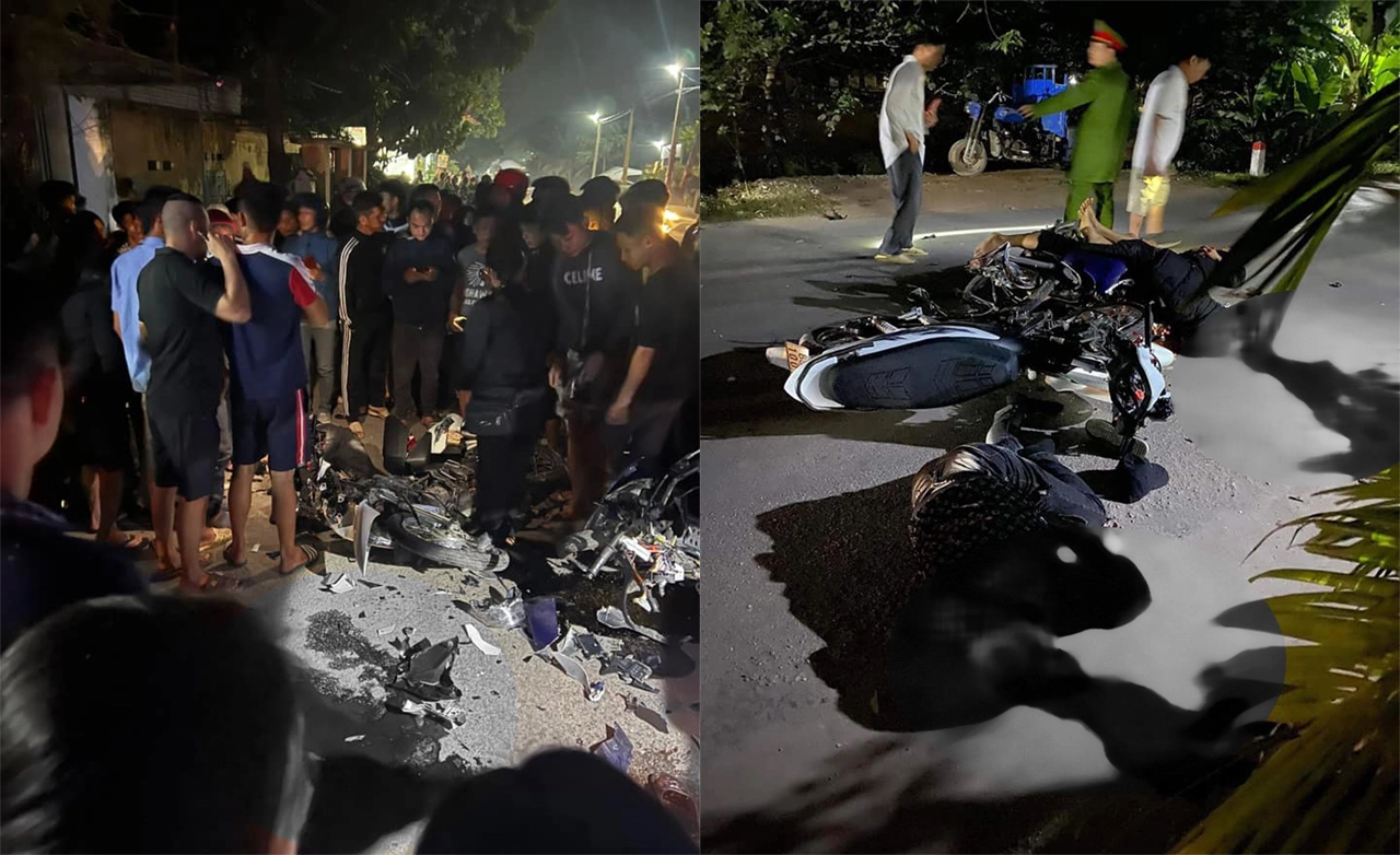 hien truong vu xe may tong nhau nat bet o hung yen 2 nguoi tu vong dspl 5