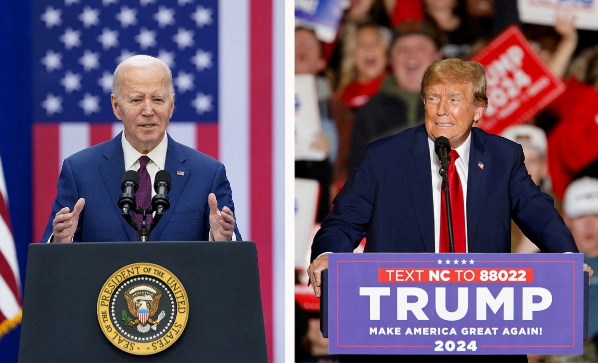 bau cu tong thong my 2024 ong biden bat ngo dan truoc ong trump trong 2 cuoc tham do