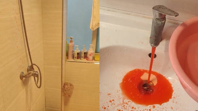 voi nuoc chay ra do nhu mau 1