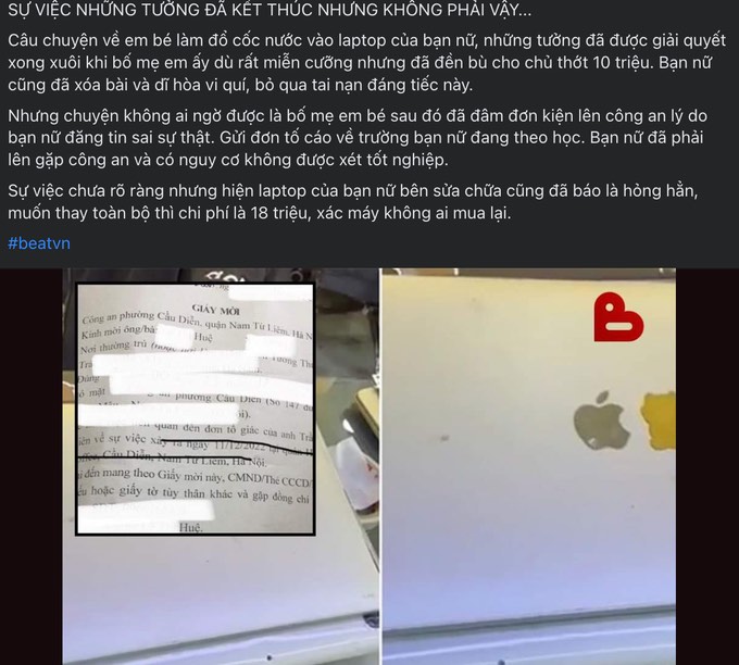 vu tre nho do nuoc vao laptop tai quan ca phe thuc hu thong tin co gai bi kien vu tre nho do nuoc vao laptop tai quan ca phe thuc hu thong tin co gai bi kien