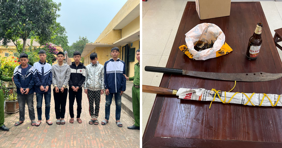 tam giu nhom thanh thieu nien mang hung khi dieu pho nem chai bia vao nguoi di duong o hung yen