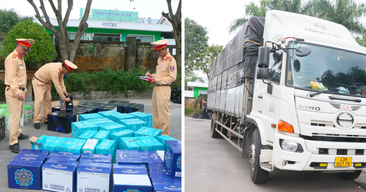 bat giu hon 1 600 chai ruou ngoai khong ro nguon goc dem di tieu thu gan dip tet nguyen dan
