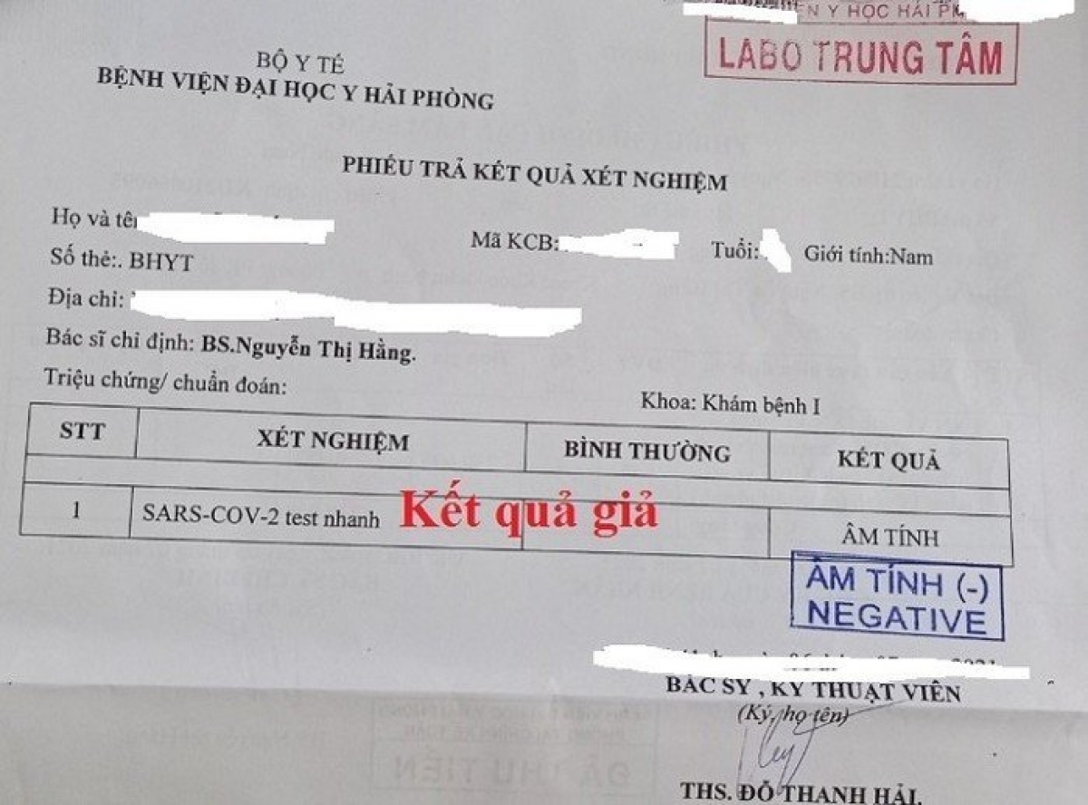 vu giay xet nghiem sars cov 2 gia mao bv dai hoc y hai phong noi gi vu giay xet nghiem sars cov 2 gia mao bv dai hoc y hai phong noi gi