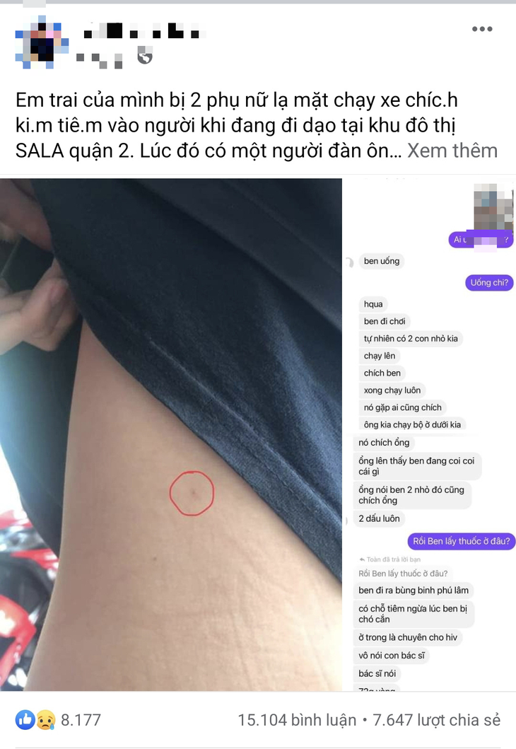 cong an xac minh tin bi chich kim tiem trong khu do thi sala 
